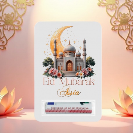 Carte cadeau Aïd Moubarak personnalisée – Porte-billet Eidiya avec prénom