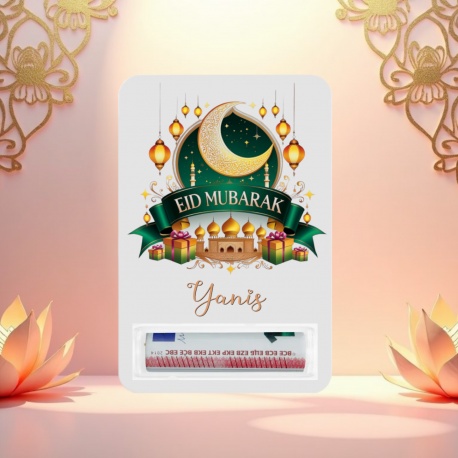 Carte cadeau Aïd Moubarak personnalisée – Porte-billet avec prénom