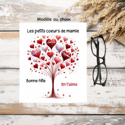 Essuie lunettes personnalisé pour mamie – Arbre de vie aux petits cœurs – Cadeau plein d’amour