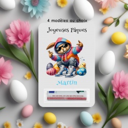 Carte porte-billet de Pâques personnalisée – Lapin branché