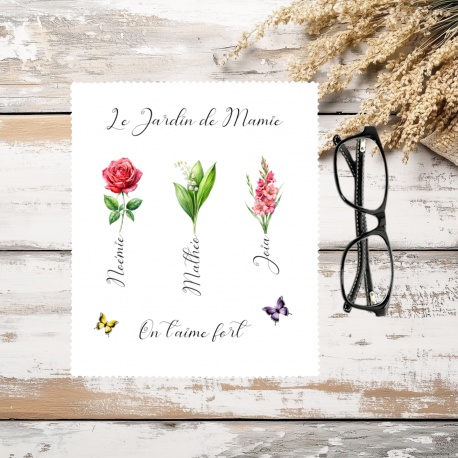 Essuie-lunettes personnalisé – Le jardin de mamie - cadeau fête des grands-mères