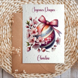 Carte à planter Joyeuses Pâques personnalisable au texte de votre choix