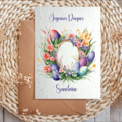 Carte à planter Joyeuses Pâques personnalisable au texte de votre choix