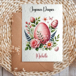 Carte à planter Joyeuses Pâques personnalisable au texte de votre choix