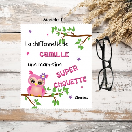 Essuie Lunette Personnalisé Marraine – Cadeau Marraine Super Chouette avec ou sans Photo