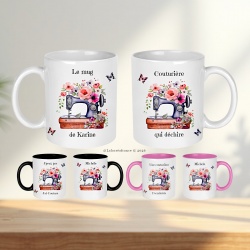 Mug couturière personnalisé avec prénom – Cadeau couture