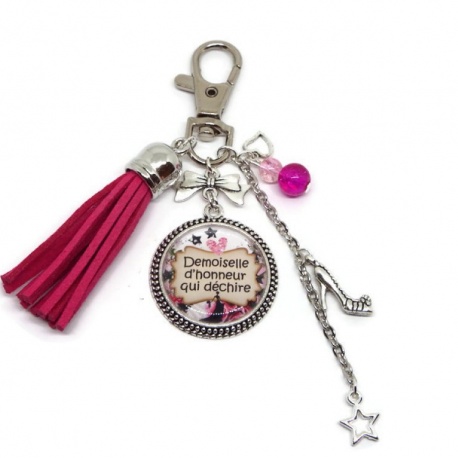 Porte clés ou bijou de sac "Demoiselle d'honneur qui déchire"