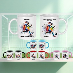 Mug coach de foot fille personnalisé – Cadeau gardienne de but – Tasse football