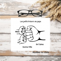 Essuie Lunettes Papa Personnalisé avec Prénoms | Cadeau Papa Original Fête des Pères