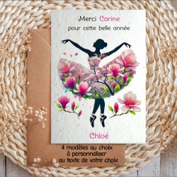 Carte à planter personnalisée pour prof de danse – Carte graines écologique avec message