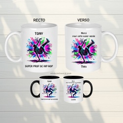 Mug personnalisé prof de hip hop avec prénom – cadeau original pour professeur de danse urbaine