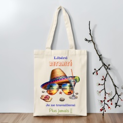 Tote bag humour retraitée – cadeau original pour un départ à la retraite