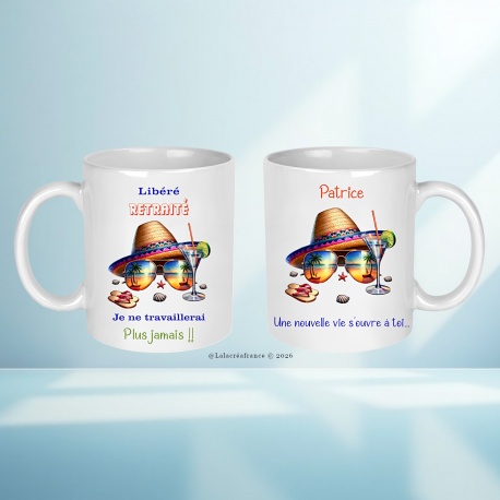 Mug retraité personnalisé humour – cadeau original pour départ à la retraite