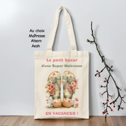 Tote bag "Super maîtresse en vacances" – Cadeau fin d’année original pour maîtresse, ATSEM, AESH