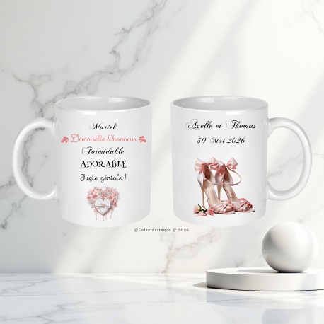 Mug personnalisé demoiselle d'honneur & témoin – Cadeau unique "Formidable, adorable, juste géniale"