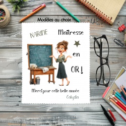 Essuie lunettes maîtresse humour personnalisé – Cadeau drôle fin d’année scolaire