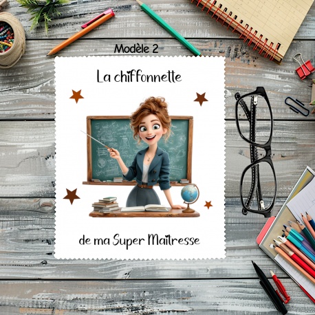 Essuie lunettes maîtresse humour personnalisé – Cadeau drôle fin d’année scolaire