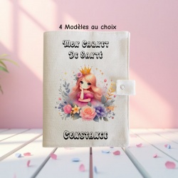 Protège carnet de santé personnalisé enfant – Housse bébé avec prénom thème princesse