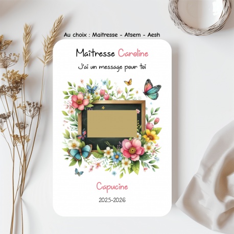Carte à gratter personnalisée maîtresse ATSEM AESH | Cadeau fin d’année scolaire original