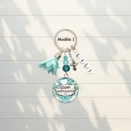 Porte-clé puéricultrice personnalisé, Cadeau remerciement crèche