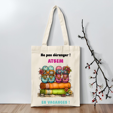 Tote Bag Personnalisé Maîtresse en Vacances | Cadeau Maîtresse, ATSEM & AESH