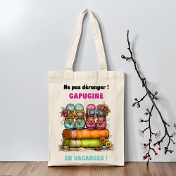 Tote Bag Personnalisé Vacances avec Prénom | Sac Femme Original Été