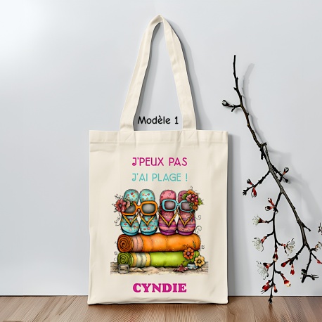 Tote Bag J’Peux Pas J’ai Plage Personnalisé | Sac Vacances Femme