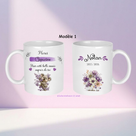 Mug nounou, auxiliaire de crèche  ou AESH – Cadeau personnalisé crèche, nounou et accompagnant scolaire