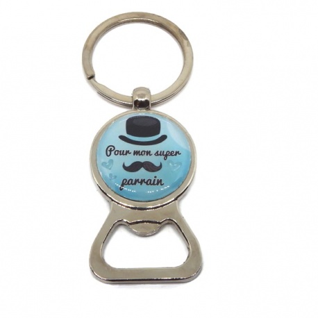 Porte clés décapsuleur "Pour mon super parrain"