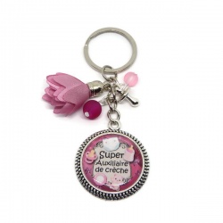 Porte clés "Super auxiliaire de crèche"