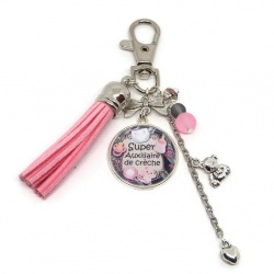 Porte clés ou Bijou de sac, "Super auxiliaire de crèche"