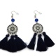 Boucles d'oreilles ethnique pompon bleu marine
