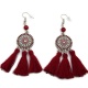 Boucles d'oreilles ethnique pompon rouge