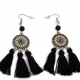 Boucles d'oreilles ethnique pompon noir