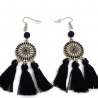 Boucles d'oreilles ethnique pompon noir