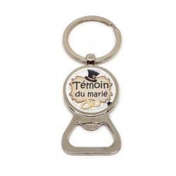 Porte clés décapsuleur "Témoin du marié"