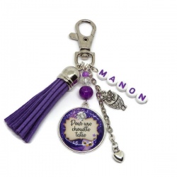 Porte clés ou bijou de sac "Pour une chouette tatie" personnalisable avec le prénom de votre choix