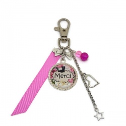 Porte clés ou bijou de sac "MERCI"