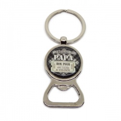 Porte clés décapsuleur "Joyeux anniversaire papa, bon pour des câlins à volonté"