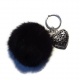 Porte clés pompon en angora noir