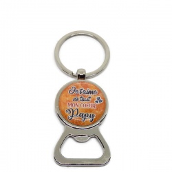 Porte clés décapsuleur, "Je t'aime de tout mon coeur papy"