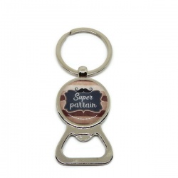 Porte clés décapsuleur "Super parrain"