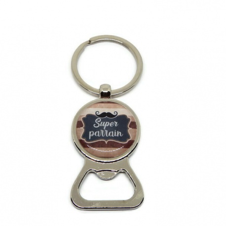 Porte clés décapsuleur "Super parrain"