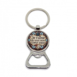 Porte clés décapsuleur "Je t'aime de tout mon coeur papa"