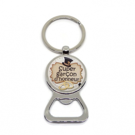 Porte clés décapsuleur "Super garçon d'honneur"