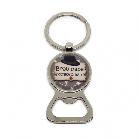 Porte clés décapsuleur "Beau papa extraordinaire"