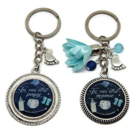 Duo Porte clés "Tu vas être mamie", "Tu vas être papy"