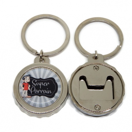 Porte clés décapsuleur "Super parrain"
