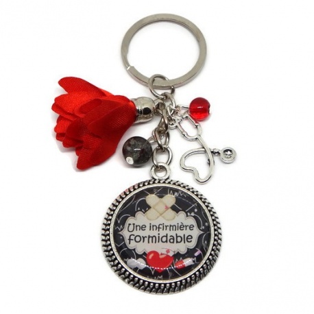 Porte-clés ou bijou de sac "Une infirmière formidable"