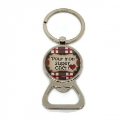 Porte clés décapsuleur "Pour mon super chéri"